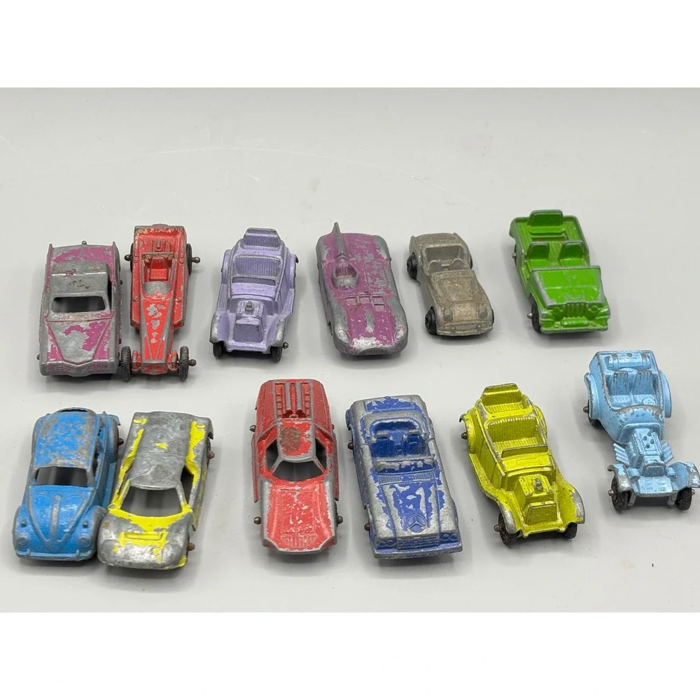 Vtg Tootsietoy Diecast Toy Car Lot 12pc Mixed Brands VW Mercedes Racing